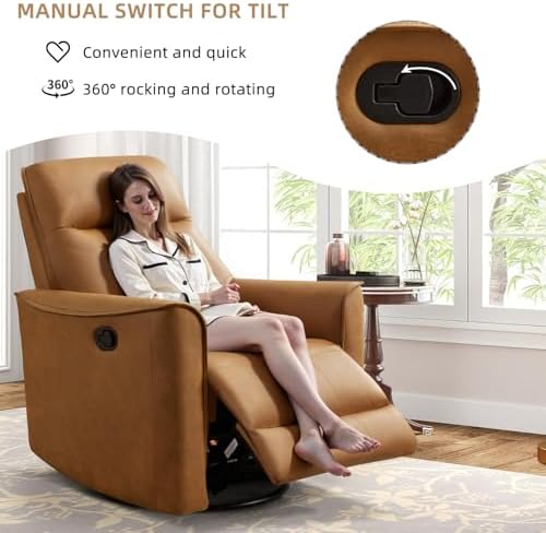 CANMOV Swivel Rocker Recliner Set of 2, Glider Rocking Chair, Nursing Chairs - Image 5