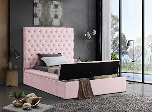 Meridian Furniture Bliss Collection Modern | Contemporary Velvet Upholstered Bed - Image 5