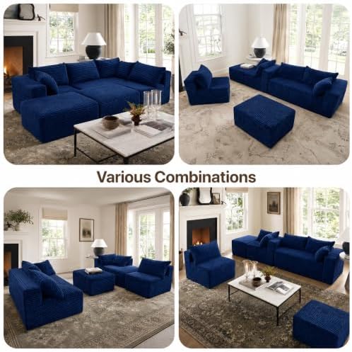 Claiks 132" Boneless Couch, U-Shape Corduroy Sectional Sofa - Image 3