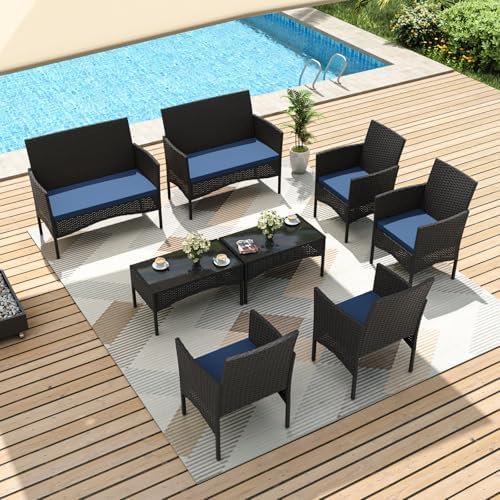Gotland 8 Pieces Patio Furniture Set, Wicker Outdoor Furniture by Gotland