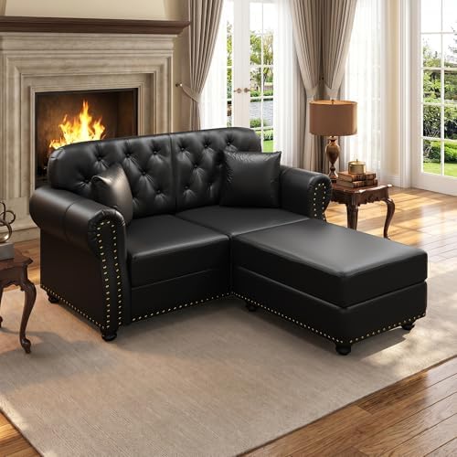 63'' Faux Leather Chesterfield Loveseat Sofa by SmartEdge