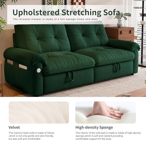 77.2" Sleeper Sofa Bed Full, Pre-Assembled Flannel Pull Out Sofa - Image 5