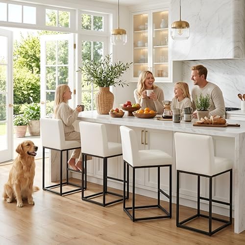 VESCASA Faux Leather 27 inches Counter Height Bar Stools - Image 7