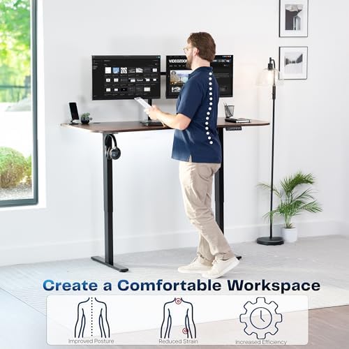 VIVO Dark Walnut 63 x 32 in Standing Desk, DESK-KIT-1B1D - Image 4