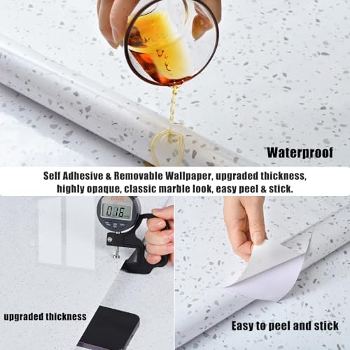 Yancorp 16"x120" Gray Contact Paper Marble Removable Wallpaper Pull and Stick - Image 3