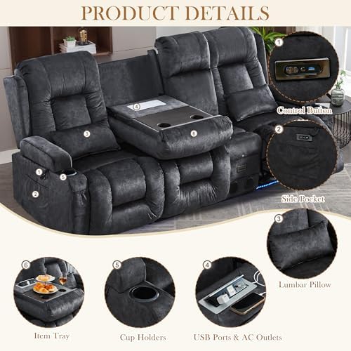 TUNYI Power Loveseat Recliner Sofa - Image 5