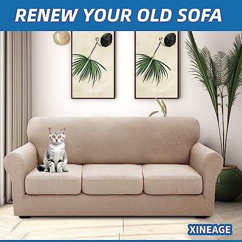 XINEAGE 4-Piece Stretch X-Large Sofa Cover, Washable Couch Covers - Image 4