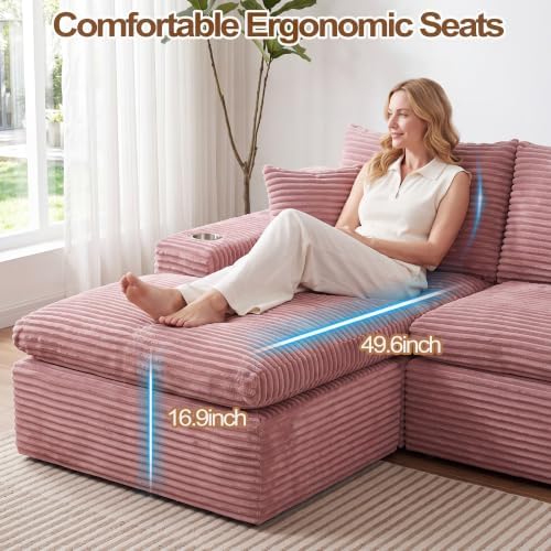 120" Modular Sectional Sofa, U Shaped Boneless Cloud Couch - Image 4