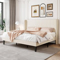 SHA CERLIN King Size Velvet Bed Frame, Tufted Wingback Headboard by SHACERLIN