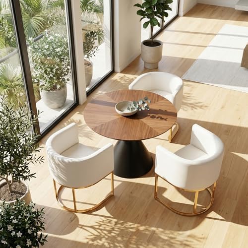 HNY Mid Century Modern Upholstered Barrel Dining Chairs by HNY