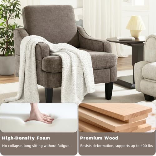 Accent Chair for Living Room, Mid-Century Arm Chair Chenille Fabric Living Room - Image 3