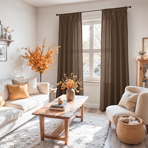 YoungsTex Brown Linen Curtains 90 Inches Long - Image 2