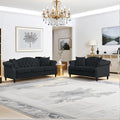 2 Piece Black Velvet 79" 3-Seater and 57" Loveseat Sofa Sets, Chesterfield by amervanito