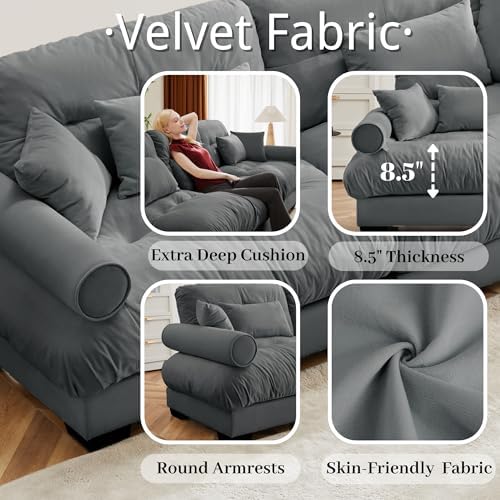 166" Modular Sectional Sofa, Velvet Upholstered Couches - Image 5