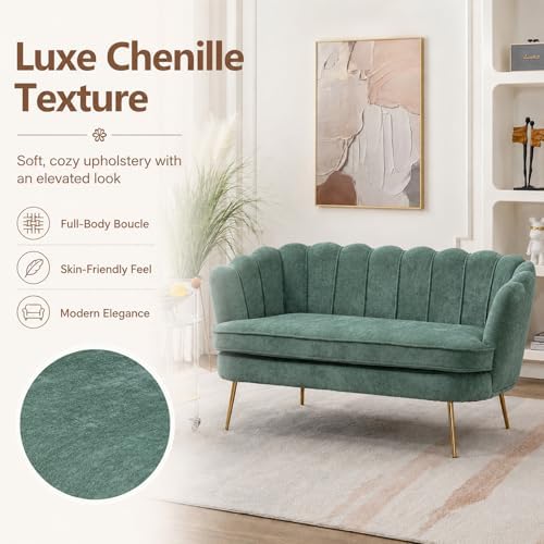 anwickjeff 59" Wide Modern Boucle Loveseat Small Sofa Small Mini Room Couch - Image 3