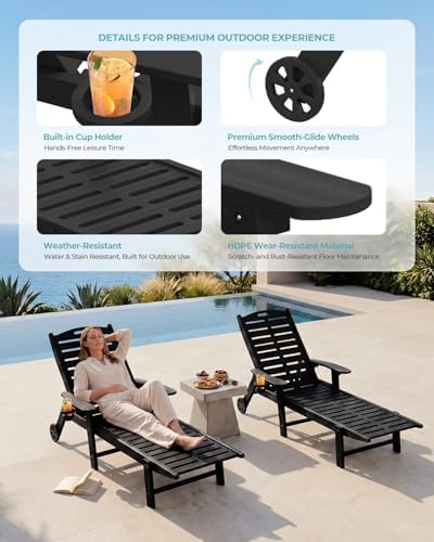 Ciokea Lounge Chair Outdoor Set of 2, 5-Position Adjustable Patio Lounge Chairs - Image 5