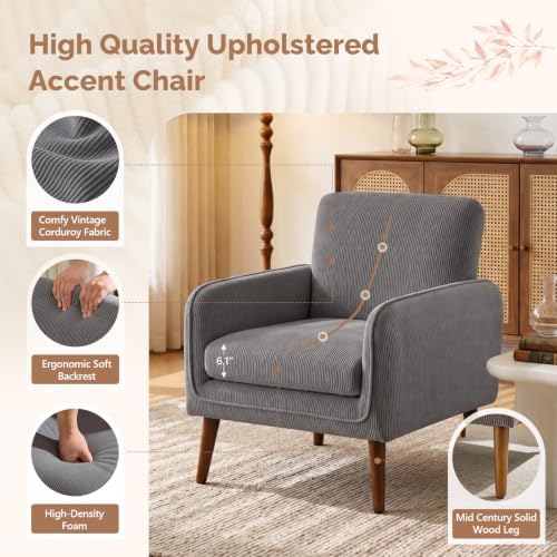 VINGLI Mid Century Modern Low Back Accent Chair - Image 4