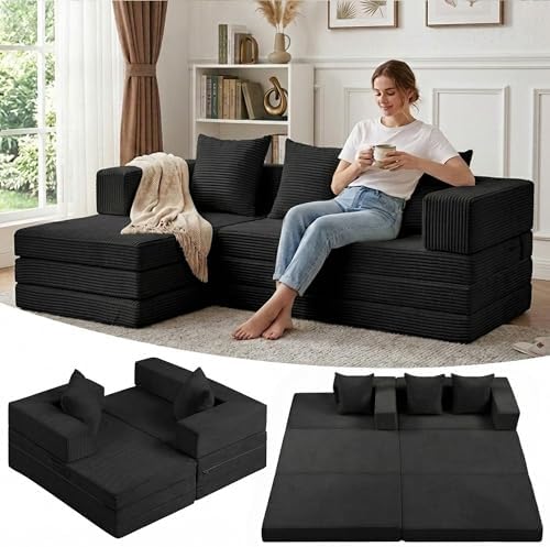 96" Boneless Couch for Living Room, Oversized Modular Sectional Sofa Bed by Winzoo