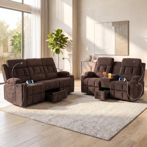 Manual Recliner Sofa Set Loveseat & 3-Seater - Image 2