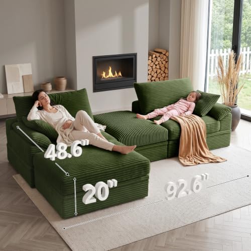 71" Modular Loveseat Sofa with Storage, 2-Seater Boneless Couch with Ottoman - Image 2