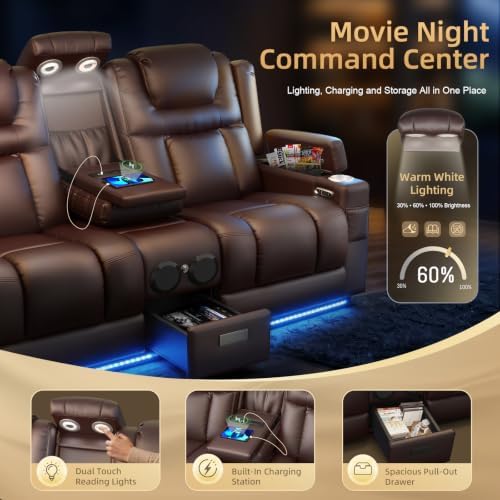 Power Loveseat Recliner Sofa, Home Theater Seating - Image 6