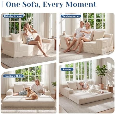 79" Convertible Sofa Bed, 2-in-1 Oversized Boneless Couch - Image 4