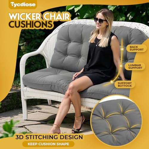 All Weather Wicker Chair Cushions of 3 Pieces, Waterproof Outdoor Wicker Chair - Image 2