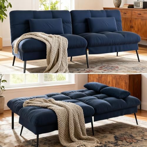 COMHOMA 72″ Convertible Futon Sofa Bed, Adjustable Backrest by ComHoma