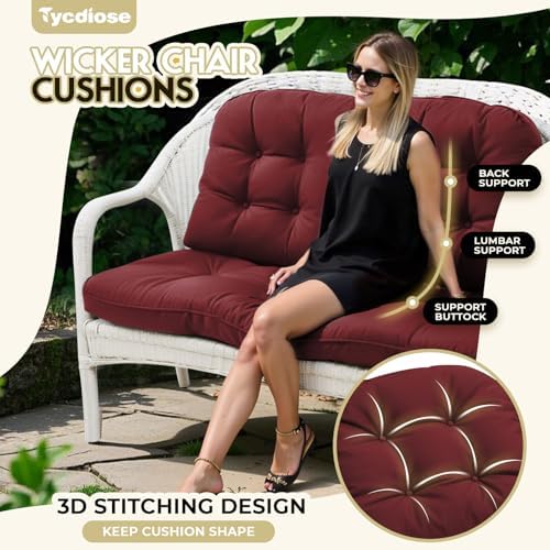 All Weather Waterproof Wicker Chair Cushions of 3 Pieces, Outdoor Wicker Chair - Image 3