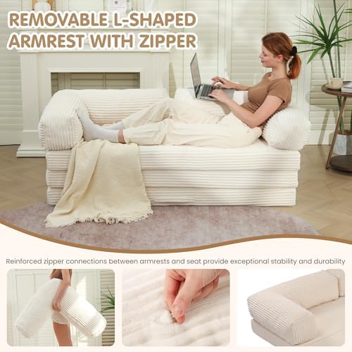 Convertible Sofa Bed Queen, 5-in-1 Tri-Fold Boneless Couch - Image 4