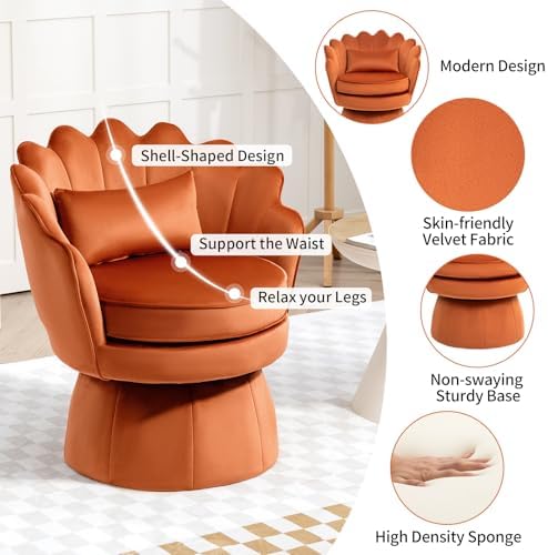 ZJhome 360° Swivel Accent Chairs Set of 2, Mid-Century Modern Velvet Barrel - Image 3