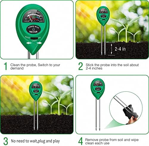 apine Soil Moisture Meter, 3 in 1 Soil pH Tester, Soil Tester - Image 5