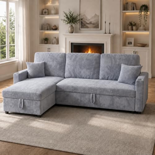 83" Sleeper Sectional Sofa, Comfy Convertible Sofa Bed - Image 2