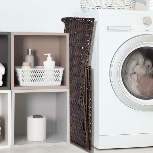Wicker Storage Basket with Lid, 160L Shelf Basket with Removable Liner Bag - Image 7