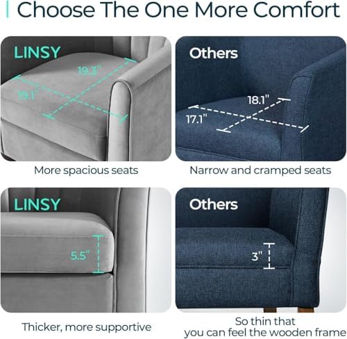 LINSY Accent Chair with Ottoman, Modern Barrel Chair Small Armchair Reading - Image 5