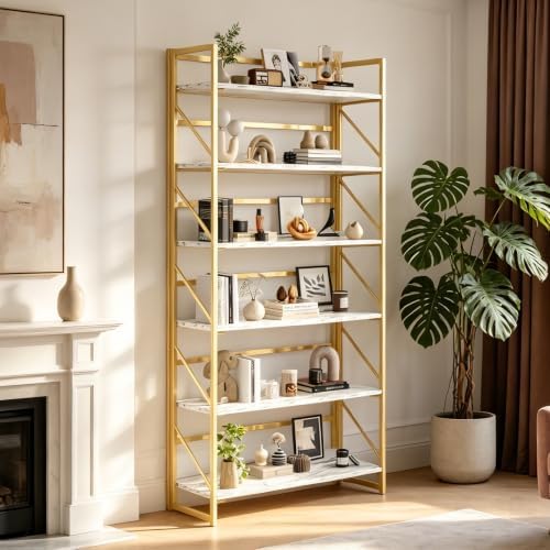 JSB 6 Tier No Assembly Folding Bookshelf, 30.7" Wide Foldable Storage Bookcase - Image 7