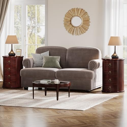Tribesigns Solid Wood End Table Set of 2, Round Side Table - Image 2