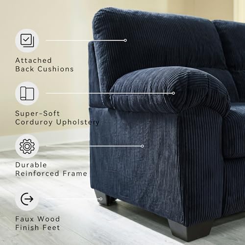 Signature Design by Ashley Loveseat Sofa, 63 in Navy Blue - Image 4