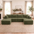 Claiks 132" Boneless Couch, U-Shape Corduroy Sectional Sofa by CLAIKS