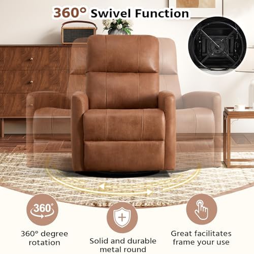 HAOMARKETS Swivel Rocker Recliner Chair Set of 2, Manual Faux Leather Glider - Image 4