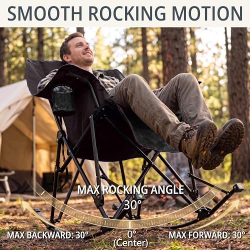 400lbs Rocking Camping Chair Oversized Folding Rocker - Image 6