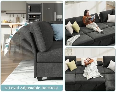 Jocisland 105" Sofa Bed, Sectional Sleeper Sofa - Image 4
