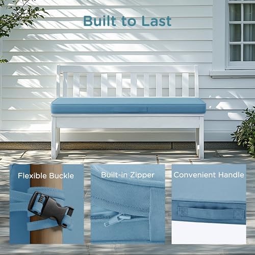 Codi Outdoor Bench Cushion for Patio Furniture, Teal Blue - Image 5