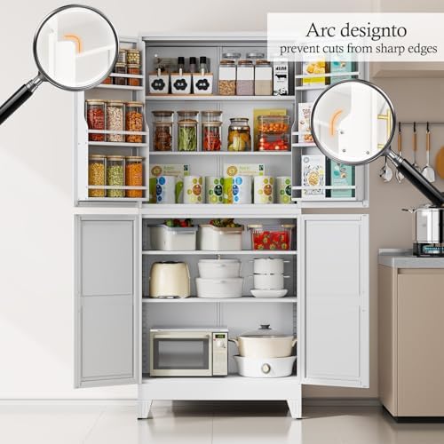 White Kitchen Pantry Storage Cabinet - Image 3