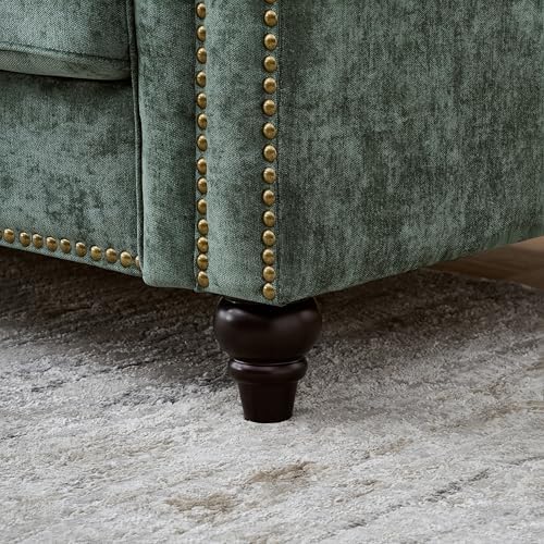 63.5" Chenille Loveseat Sofa, Traditional Rolled Arm Couch - Image 5