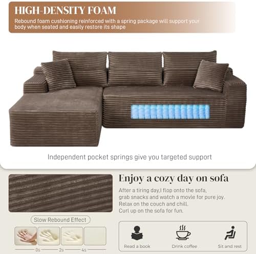 108" L Shaped Cloud Boneless Sectional Couches - Image 5