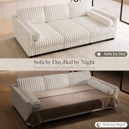 Belffin Plush Corduory Sectional Sleeper Sofa - Image 3
