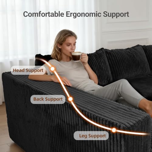 Claiks 128" U-Shaped Sofa, Oversized Modular Cloud Couch - Image 5