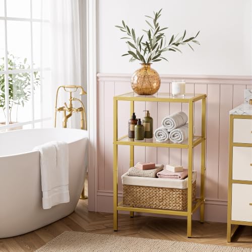 Glass Side Table, Tempered Glass End Table, 3-Tier Nightstands - Image 6