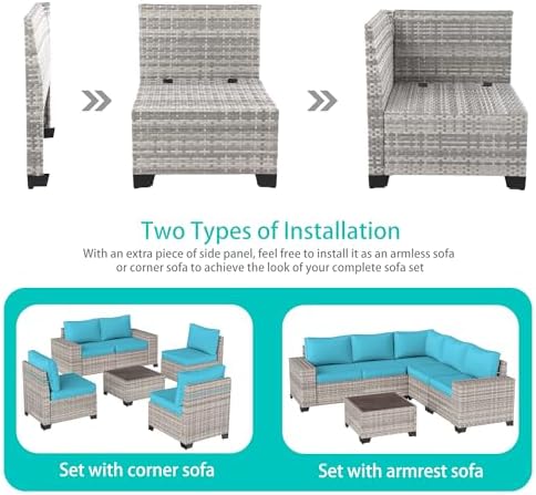Outdoor Patio Furniture Set PE Wicker Rattan Outdoor Sectional Sofa - Image 2